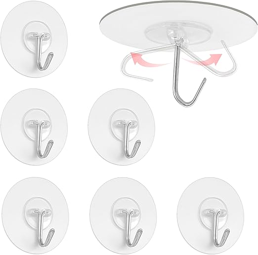 Pack 6 Pcs - Wall Hanging Hooks - Kitchen & Bathroom