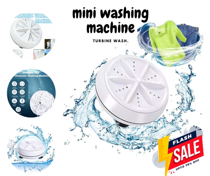 Mini Portable Ultrasonic Turbine Washing Machine Spin Laundry Washer
