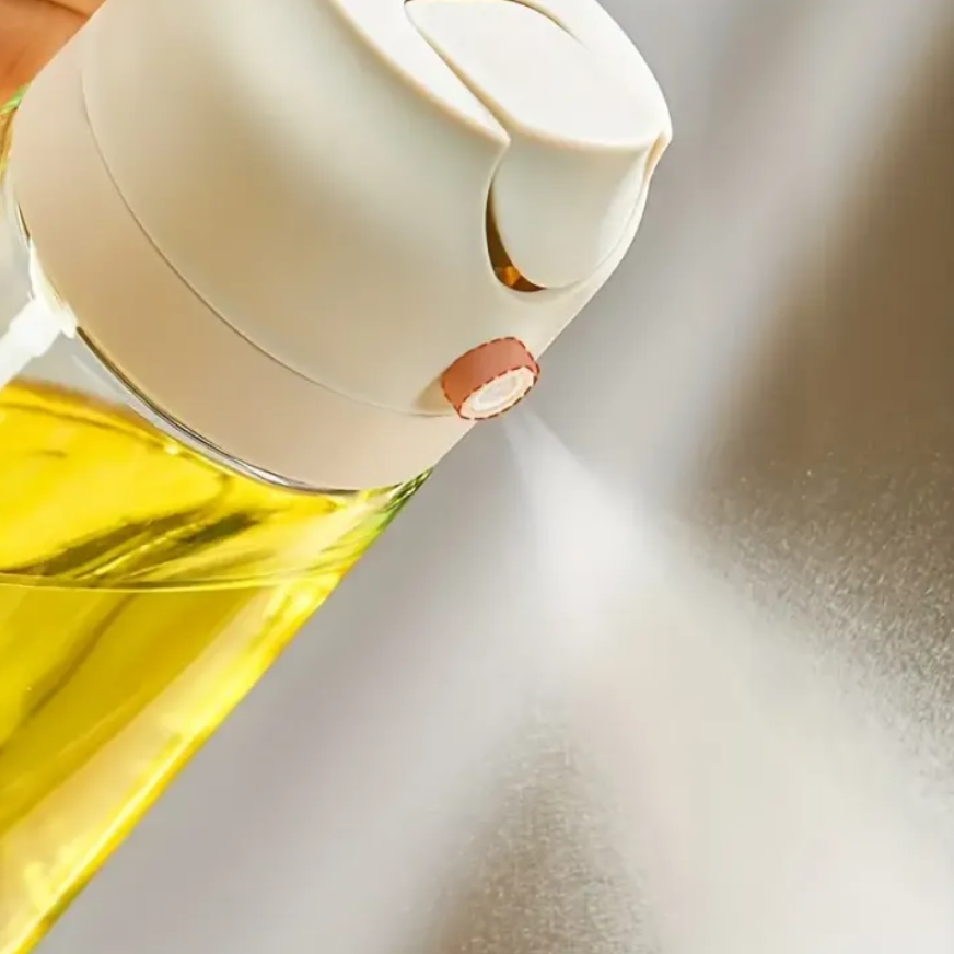 2 in 1 Oil Spray,450ml Stainless Steel Transparent Glass Spray Bottle