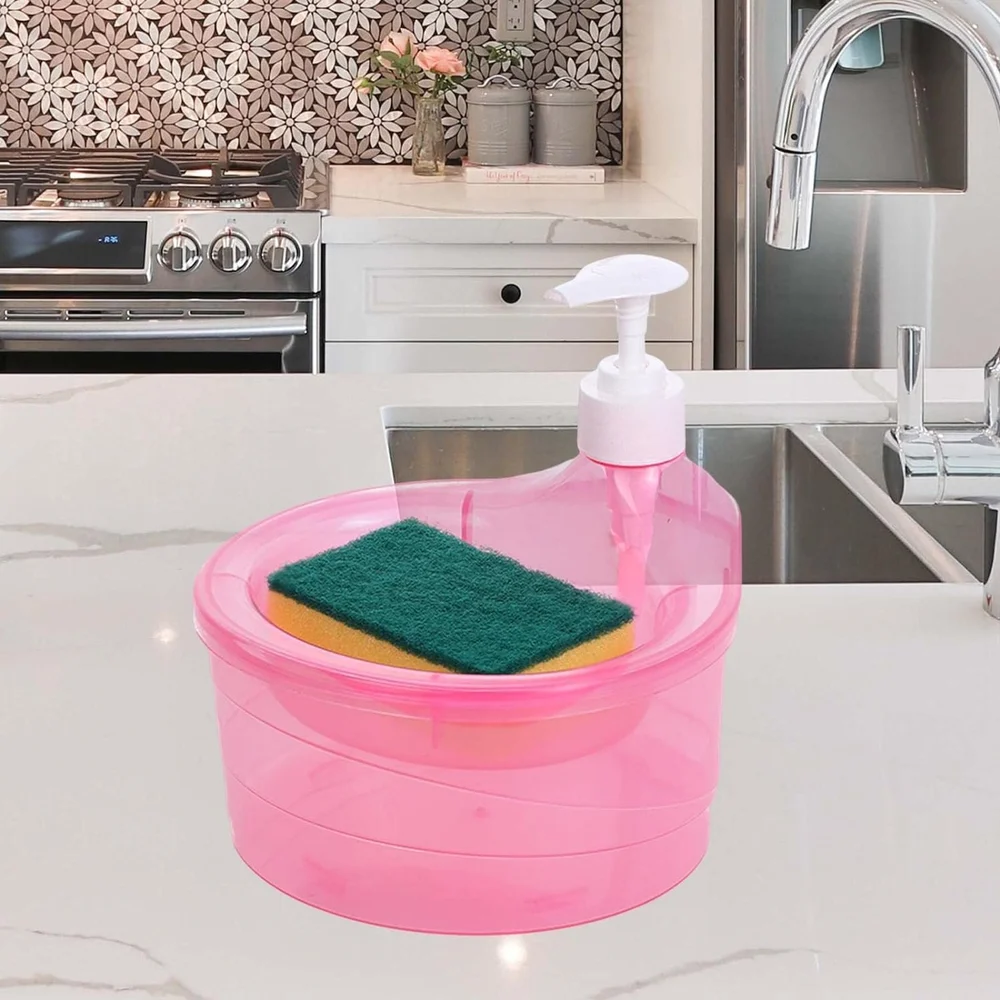 2 in 1 Soap Dispenser with Sponge Holder Manual Pump