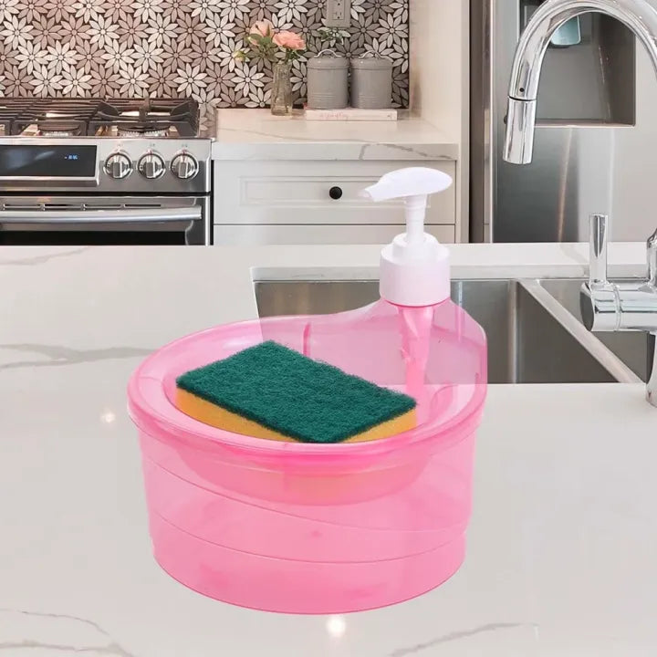 2 in 1 Soap Dispenser with Sponge Holder Manual Pump