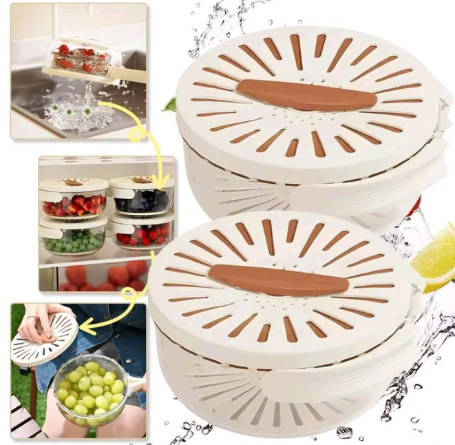 Multifunctional Folding Drain Basket With Handle Double-Layer