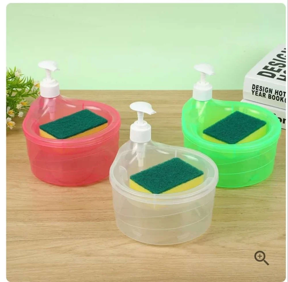 2 in 1 Soap Dispenser with Sponge Holder Manual Pump